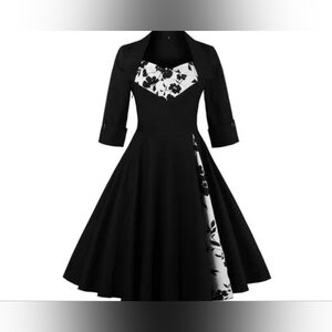 NWOT Women's 50s Style Retro Three Quart Sleeves Swing Dress Rockabilly Size 5XL